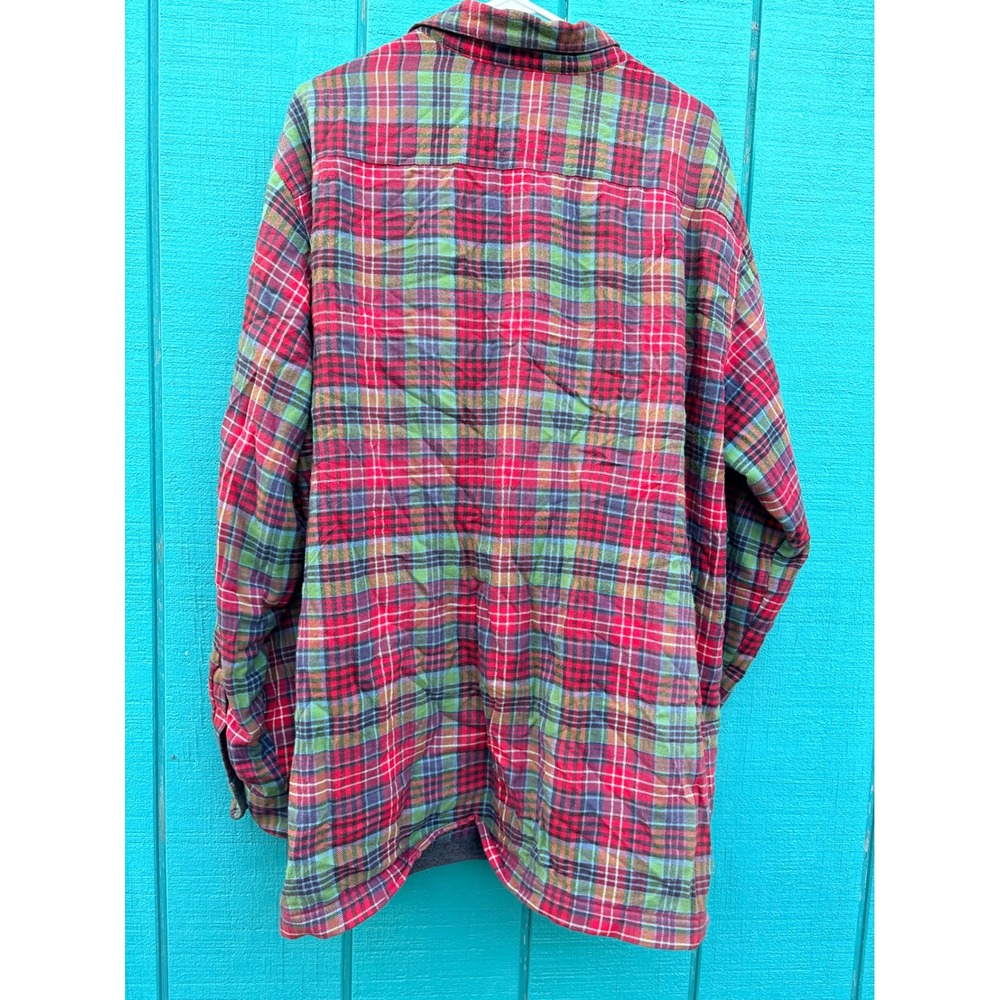 LL Bean XL Plaid patchwork Fleece Lined Flannel Shirt Jacket Lumberjack Shacket - Picture 7 of 8